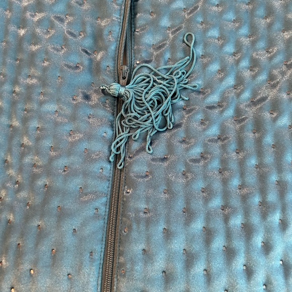 MORGAN TAYLOR INTIMATES ROYAL BLUE PATTERN WITH POCKETS TASSEL ZIP UP ROBE LARGE - Picture 8 of 9